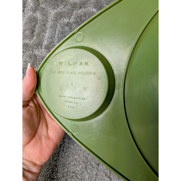 Wilpak Plate and Cup Holders SET OF 4 avocado vtg retro mcm USA unbreakable 60s - Picture 3 of 6